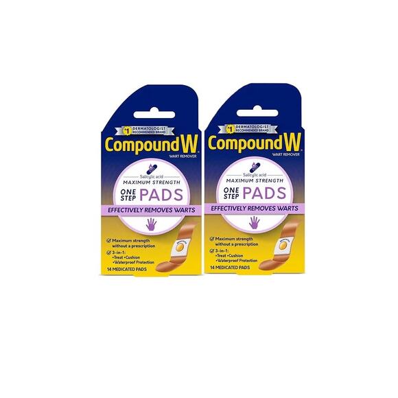 2 Pack Compound W Maximum Strength One Step Wart Remover Medicated Pads 14 each - Picture 1 of 1
